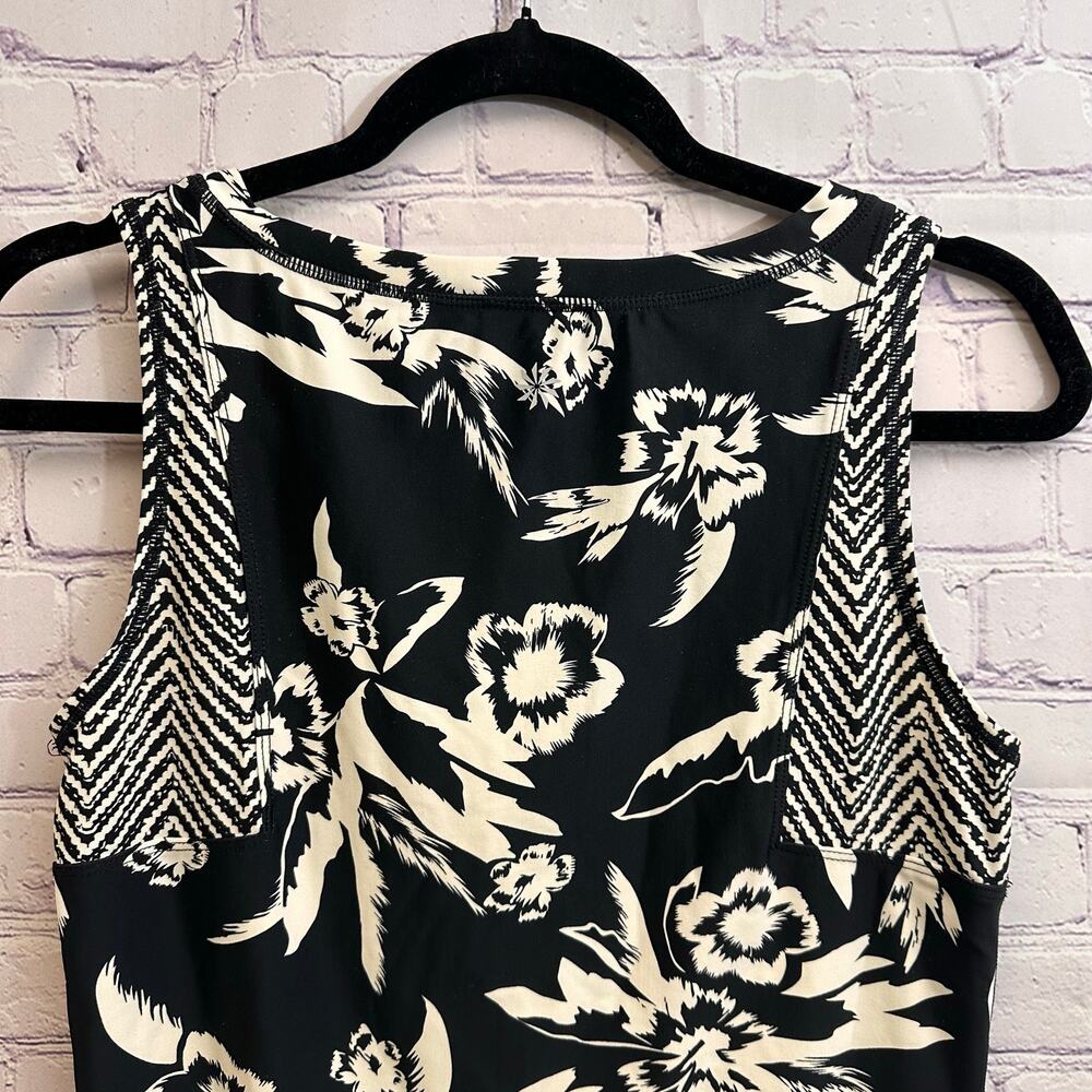 Athleta Molokai Rash Guard Tank Top Black Cream Floral Women's Small Beach - Picture 8 of 10